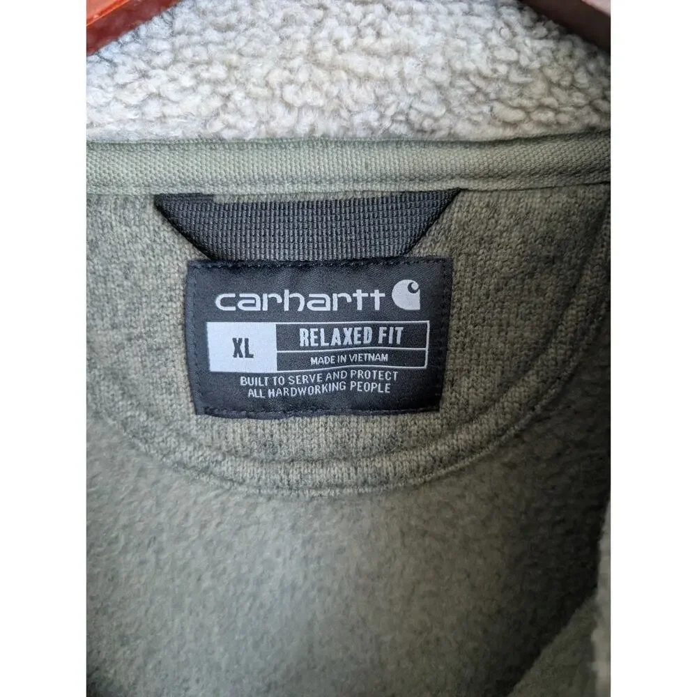 NWT Carhartt Sweater Mens XL Green Relaxed Fit Midweight Long Sleeve 1/4 Zip